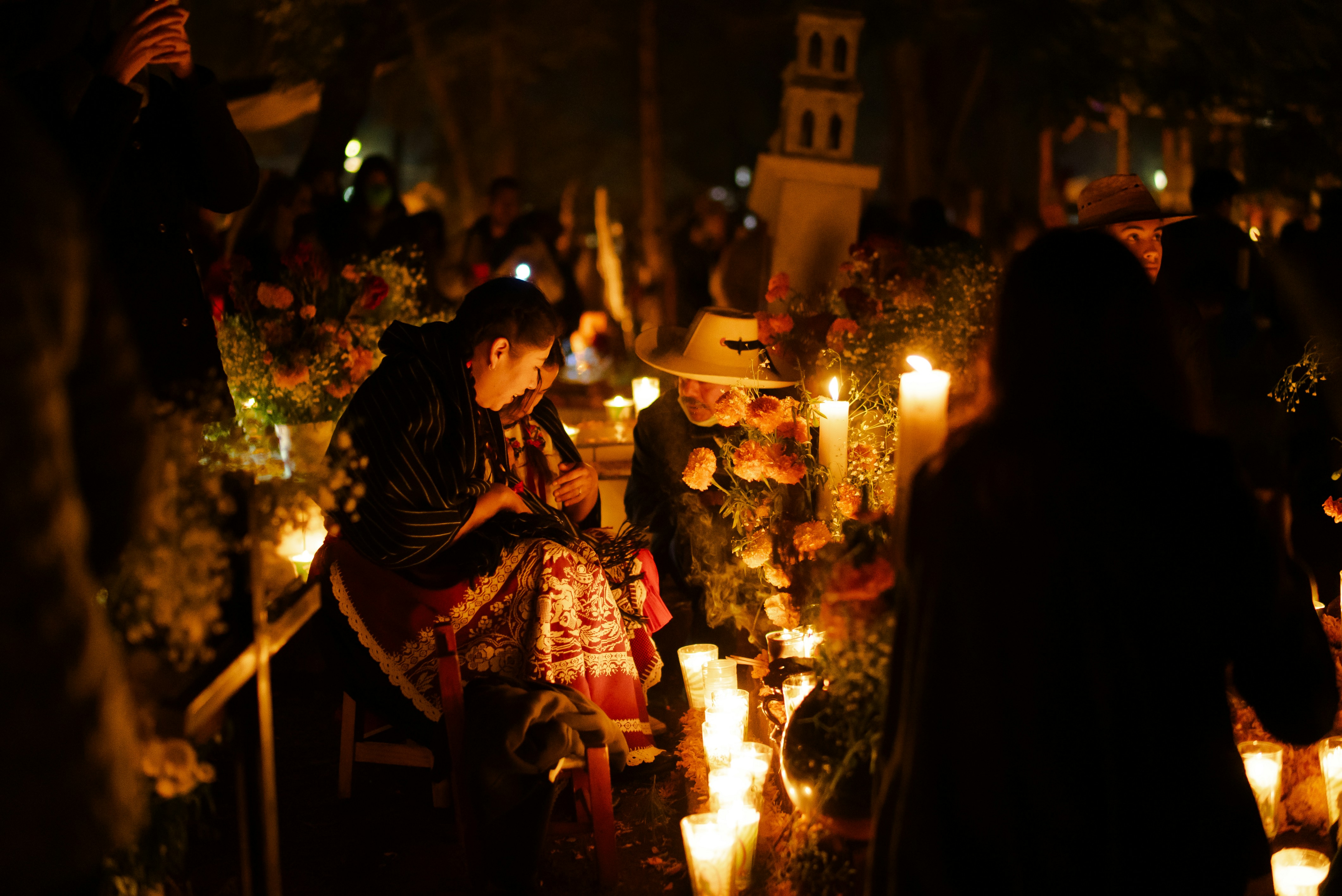 Candlelit cemetery vigil in Pátzcuaro, Michoacán